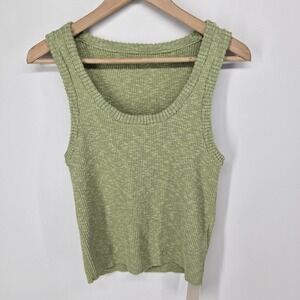 MUSERA Knit Tank Top Women S Green Ribbed Scoop Neck Sweater Vest Sleeveless